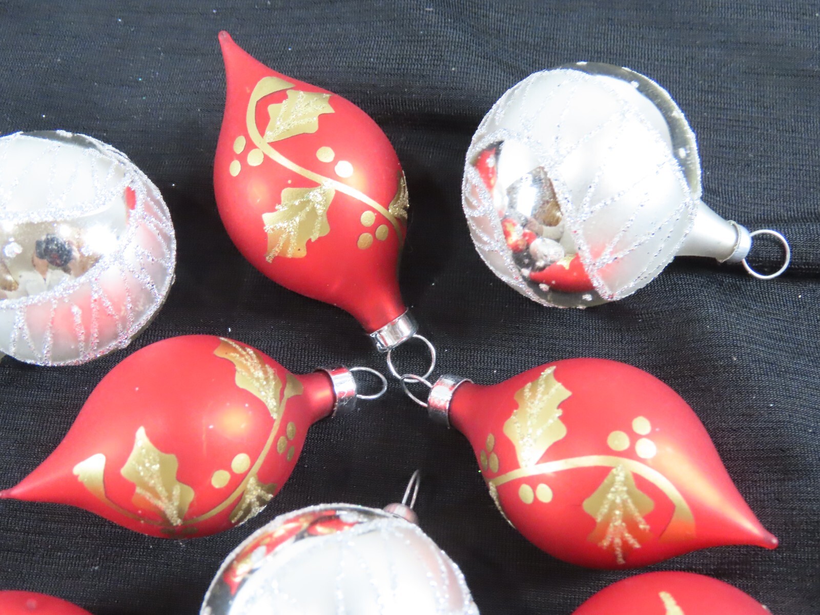Bradford Feather Tree Balls Teardrops Blown Glass Christmas Ornament 8 Lot D1261