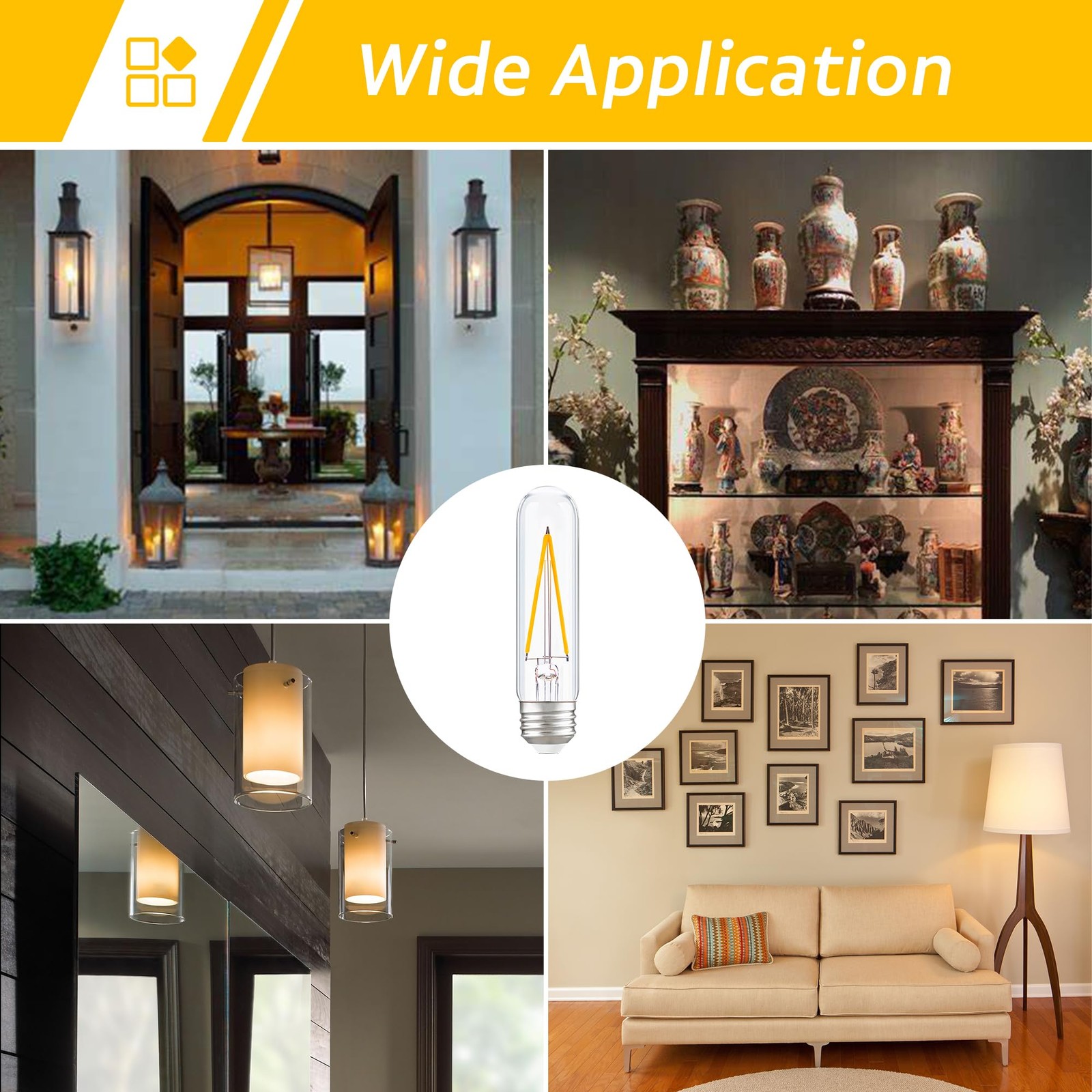 2 Count Dimmable E26 T30 T10 LED Bulbs Warm White 2700K