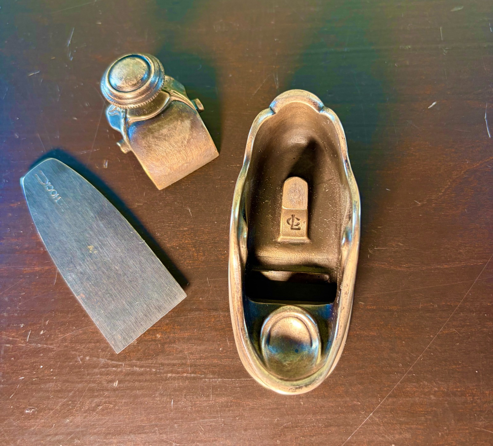 Christopher Laarman Violin Slipper Plane, Bronze, with Hock Blade.