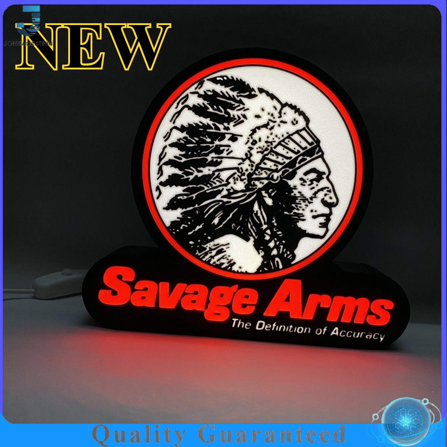 3D Printed USB LED Lamp Neon Sign 7in Savage Arms Firearms Theme Logo Light Box
