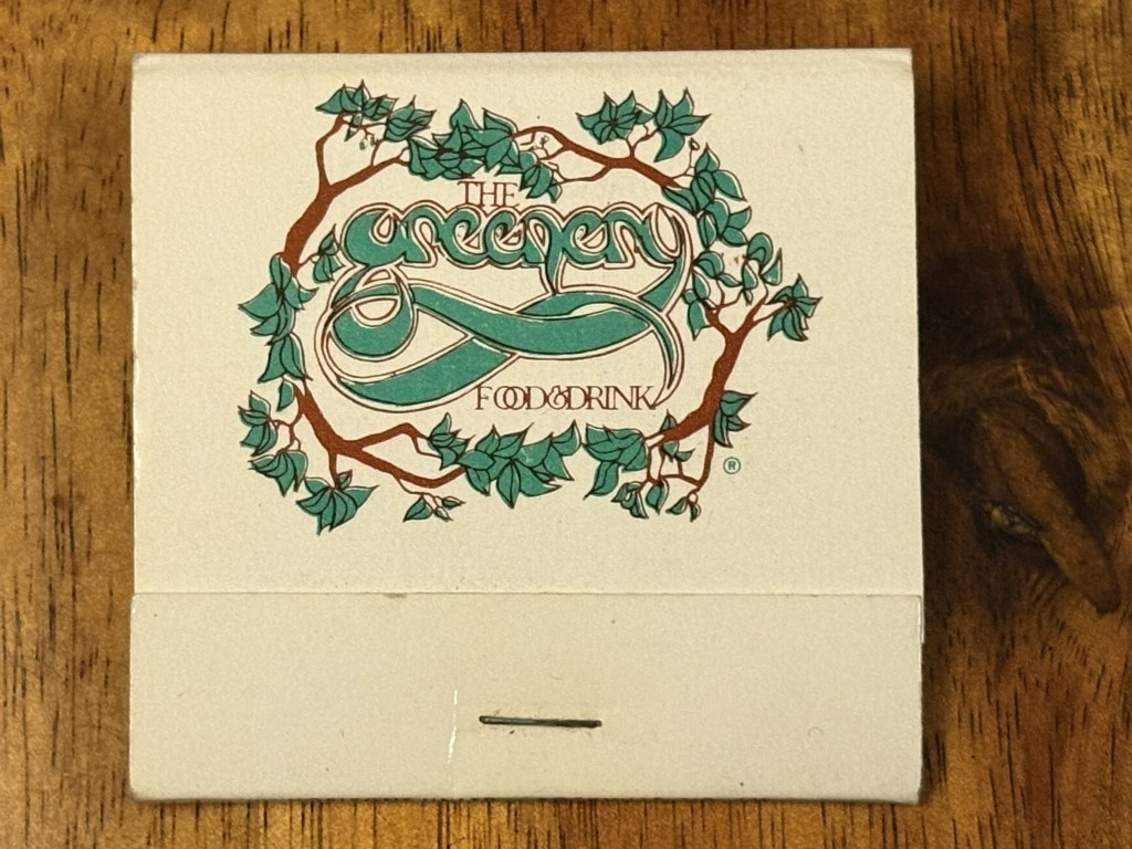 The Greenery Food and Drink Restaurant Full Matchbook 30 Strike Vintage Old