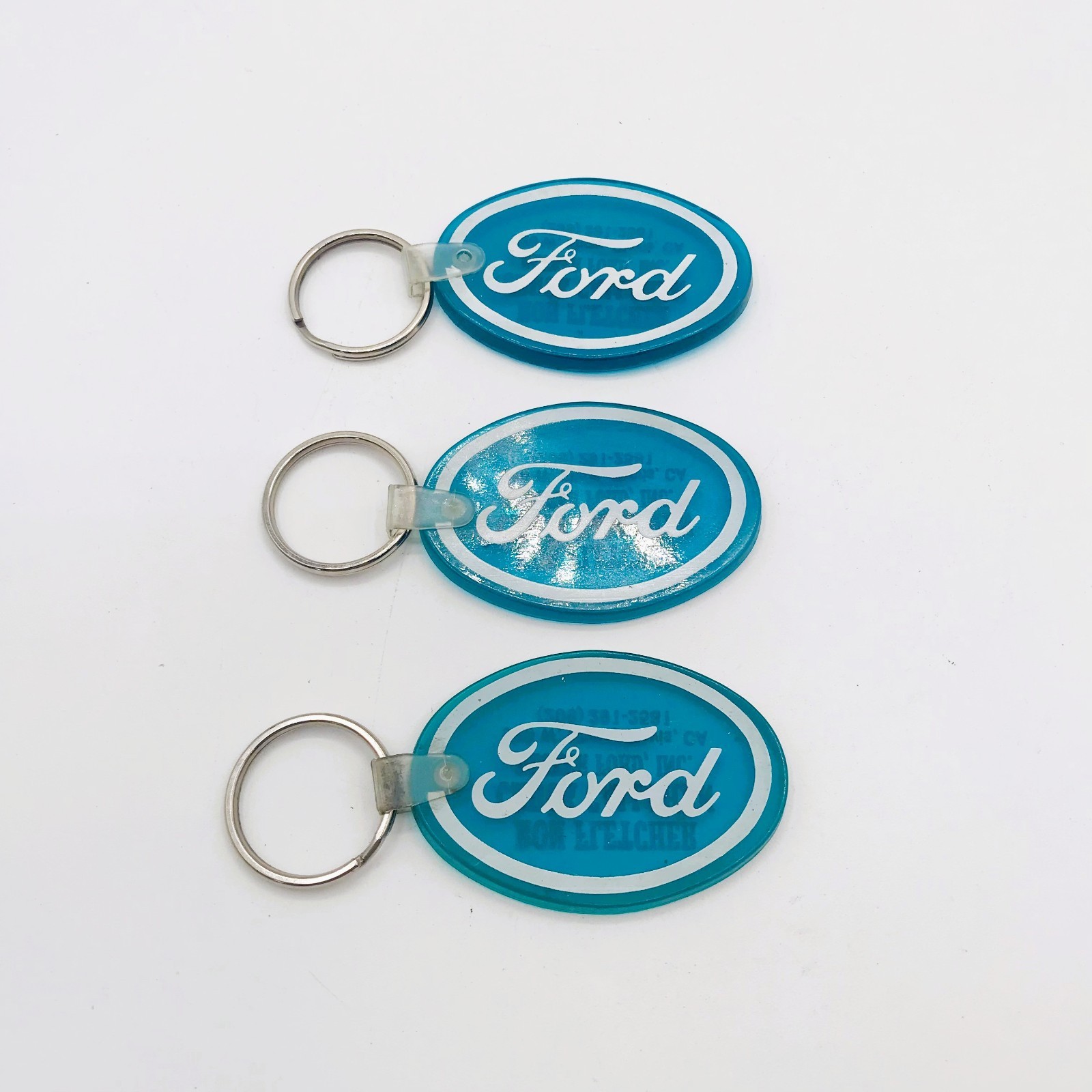 3 FORD Blue Rubber Key Chains DECKER FORD Clovis CA Advertisement FREE SHIPPING!