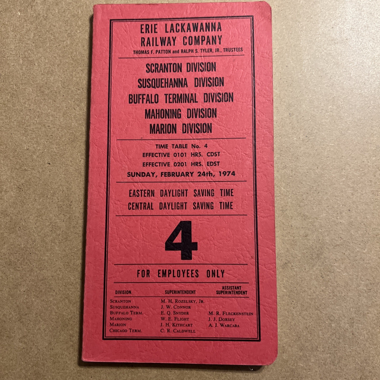Erie Lackawanna Railway Employee Timetable #4 Scranton – Susquehanna Divisions
