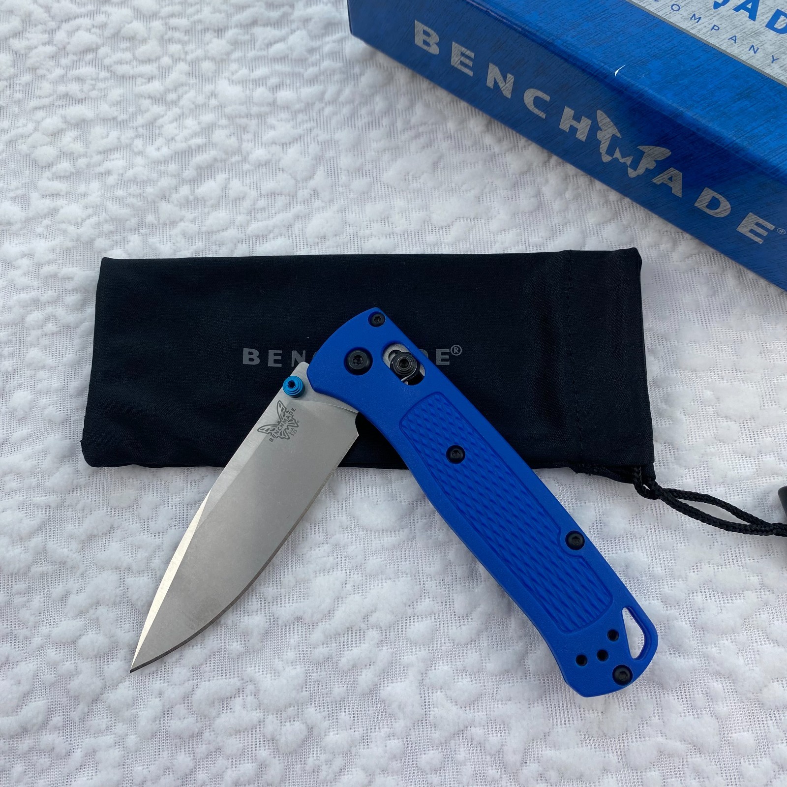 Benchmade 535 Bugout Folding Knife Custom Crater Blue Grivory Handle S30V Blade
