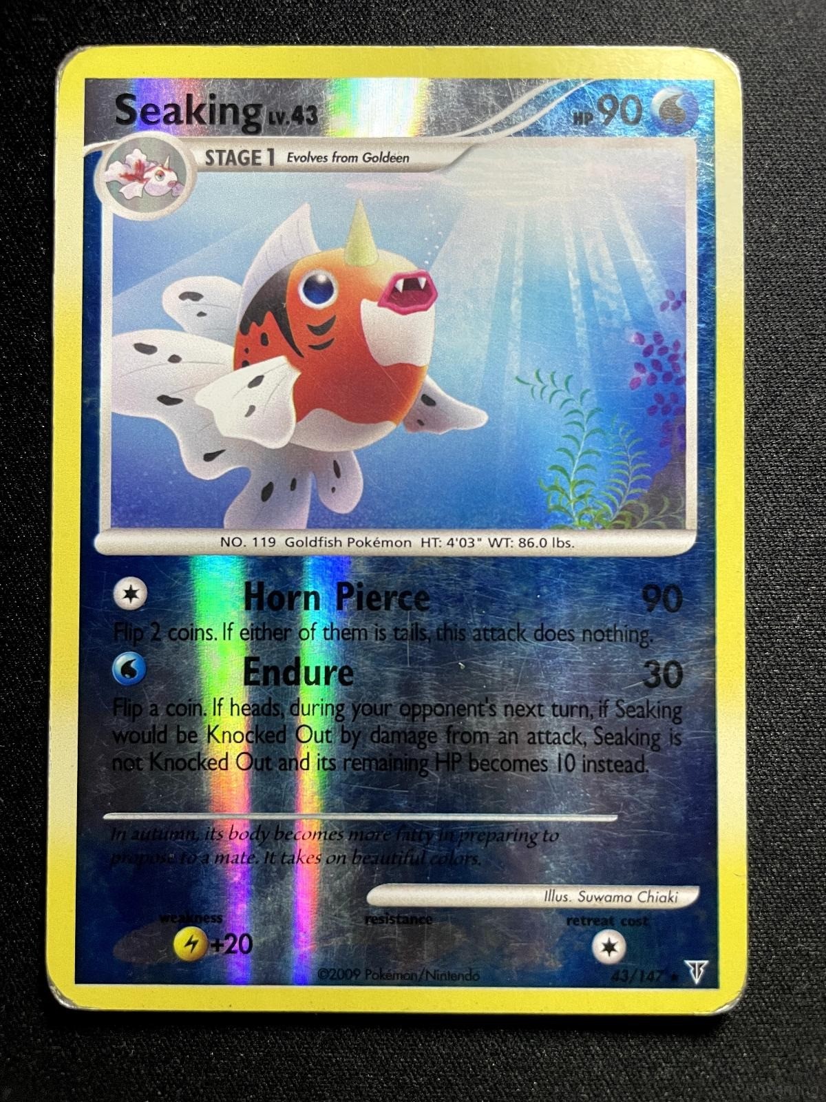SEAKING 43/147 RARE SUPREME VICTORS POKEMON REVERSE HOLO HEAVILY PLAYED