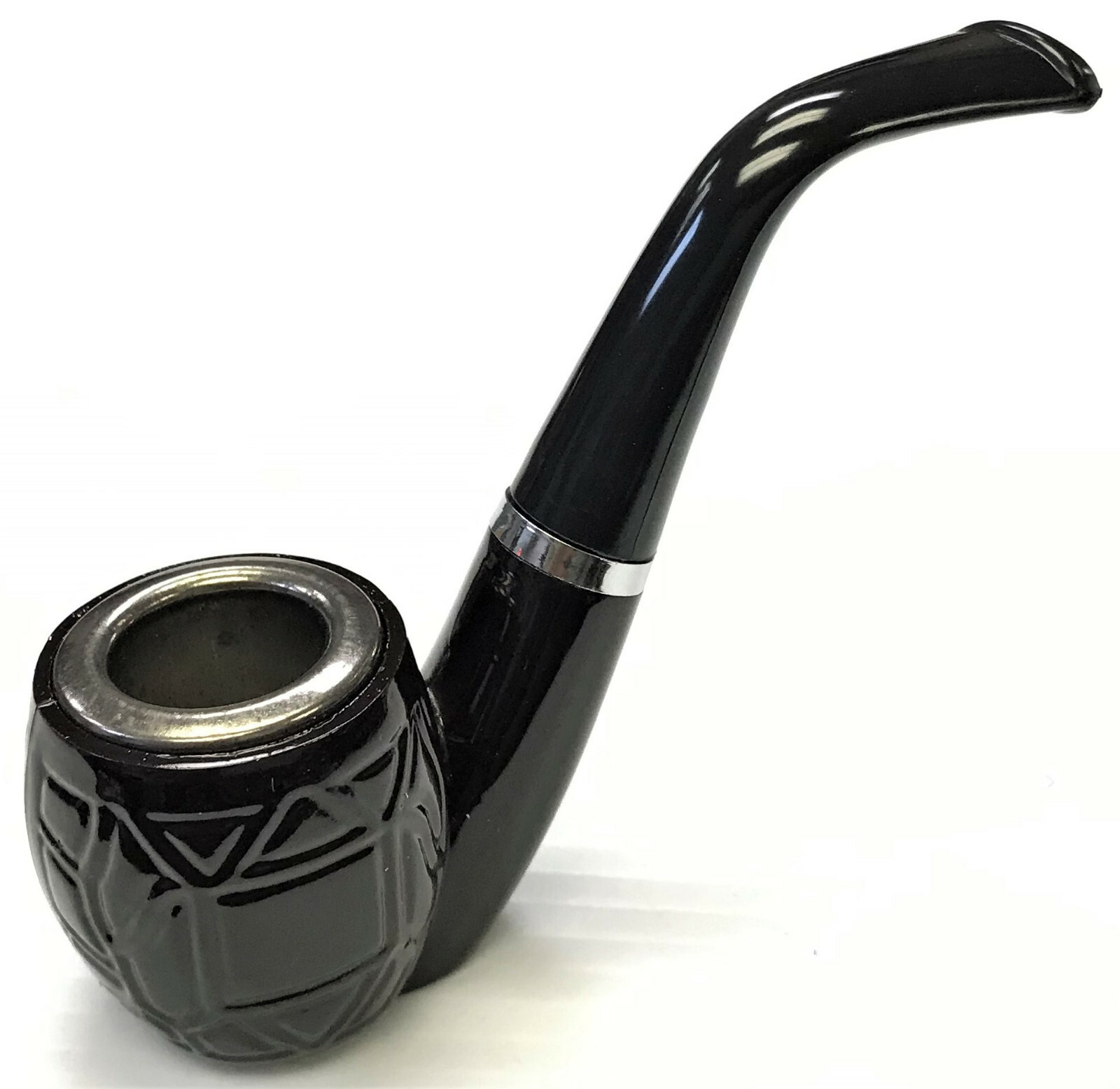 Eclipse Red and Black Marbled Backwood Pipe with Curved Mouth Piece – PIPZ901
