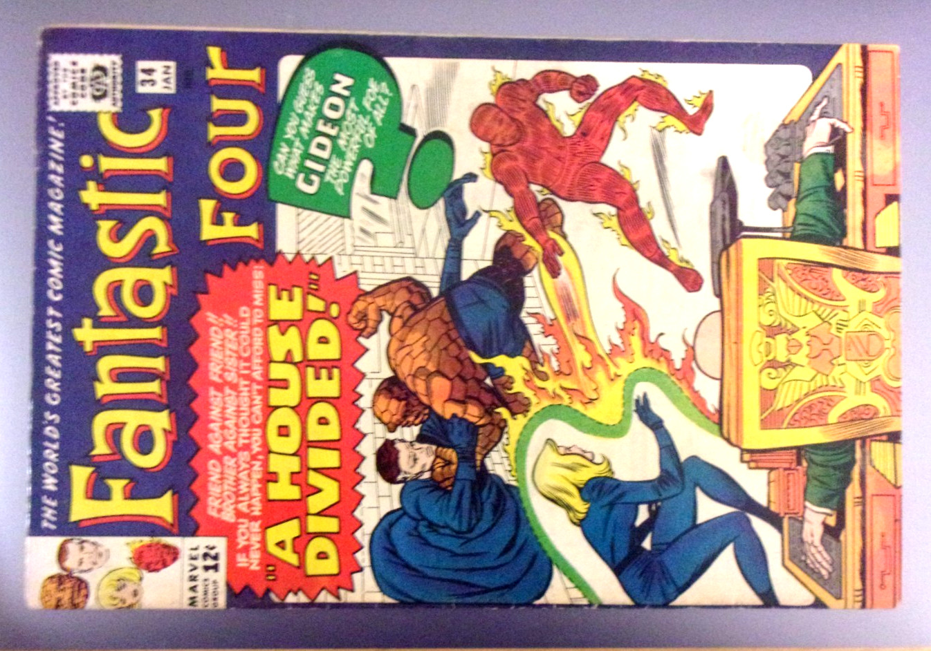 FANTASTIC FOUR #34 1965 CLEAN VG/FN GLOSS WHITE PGS THE MENACE OF GIDEON IS HERE