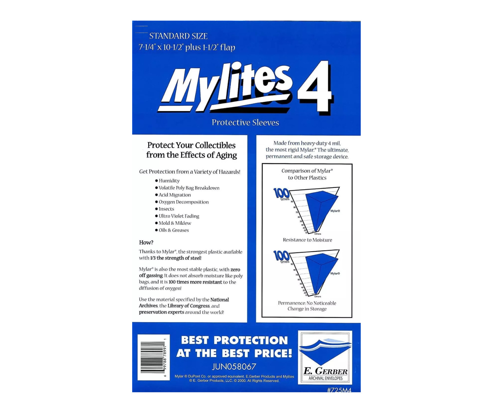 10 Mylites 4 Mil Mylar Comic Book Bags Silver/Golden Age 7 3/4 x 10 1/2 E Gerber