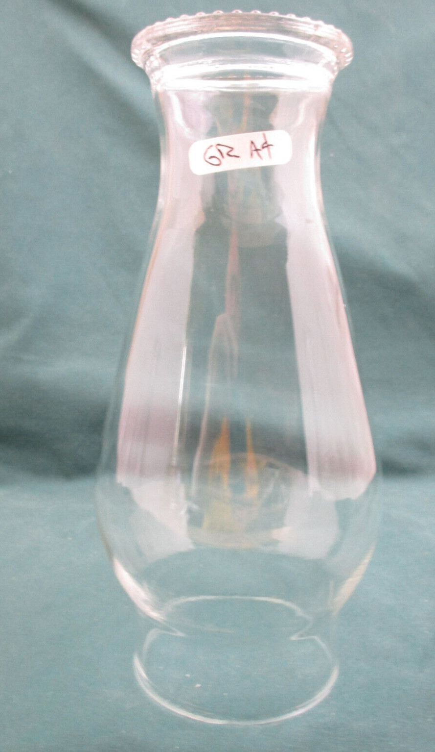 BEADED TOP CLEAR GLASS OIL LAMP CHIMNEY SHADE – 3″ FITTER 8 3/8″ TALL(GRA4)