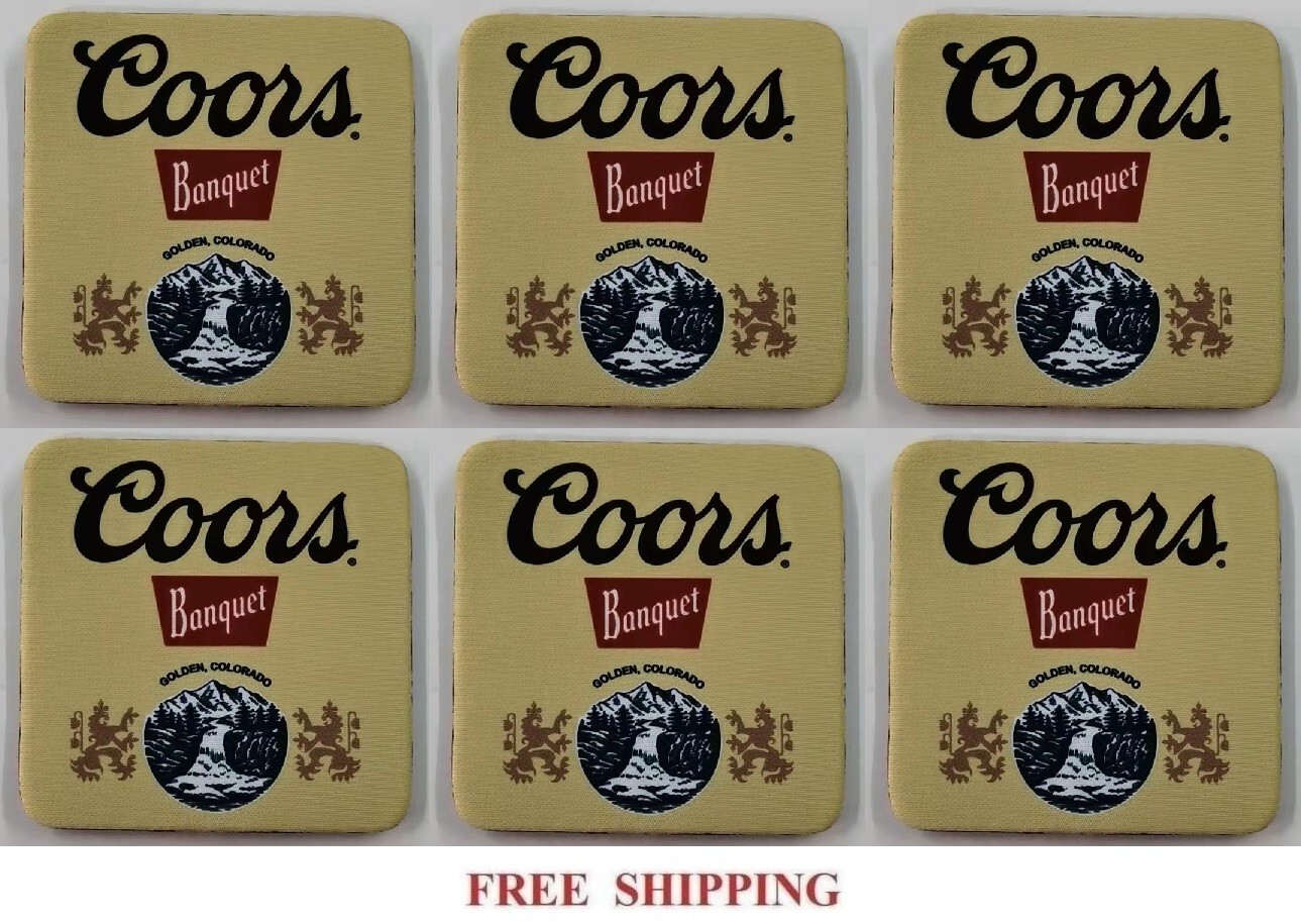 COORS BANQUET GOLDEN COLORADO 6 NEOPRENE BAR MATS BEER COASTERS NEW