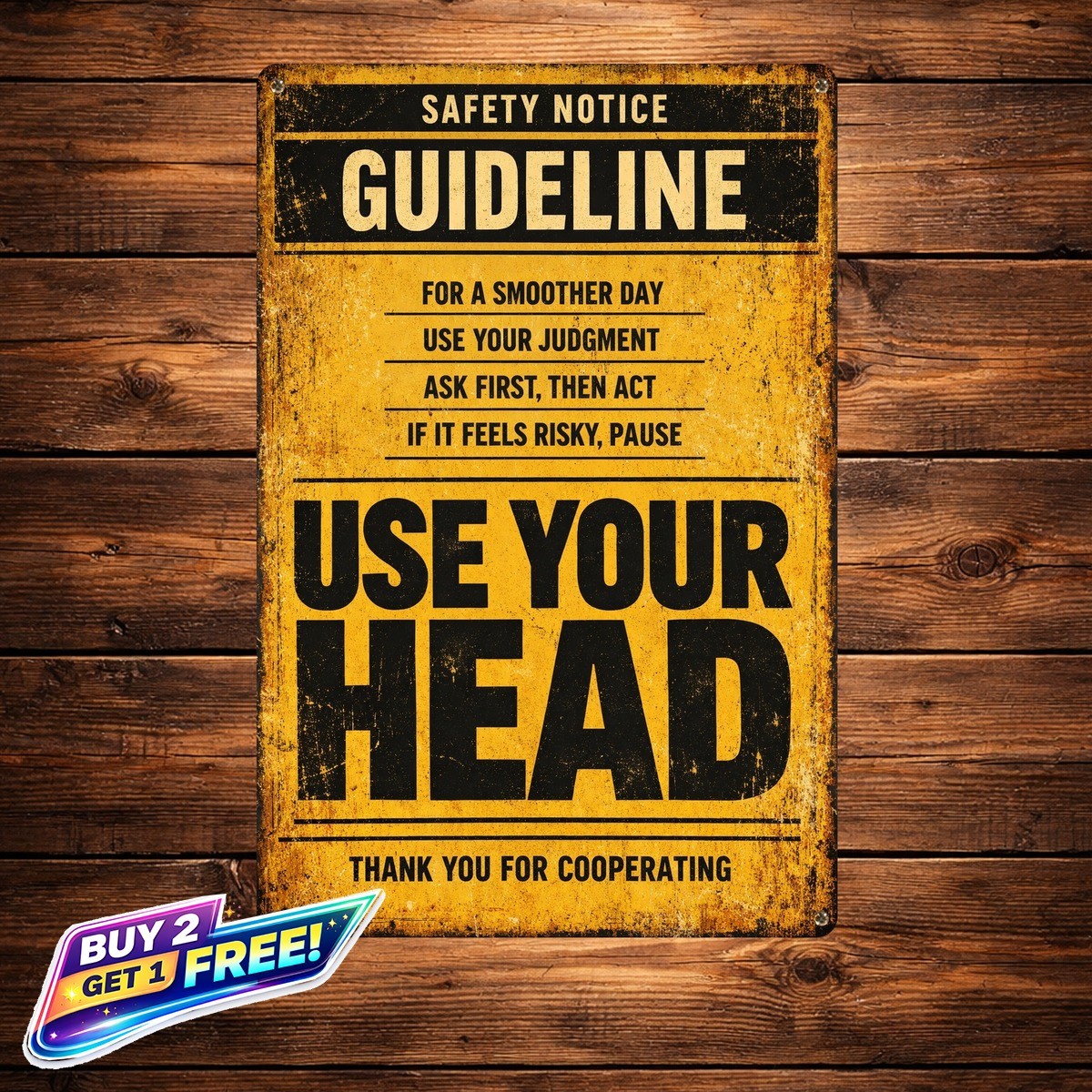 Health and Safety Common Sense Policy Funny Bar Metal Tin Sign 8×12