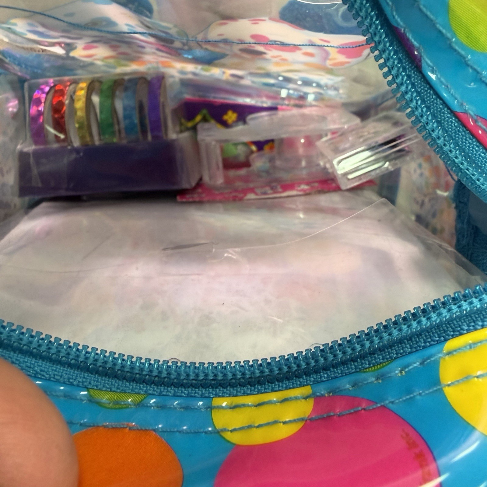 Lisa Frank Mini Clear Blue Zip Backpack w/ Dalmatian Print and Stationery