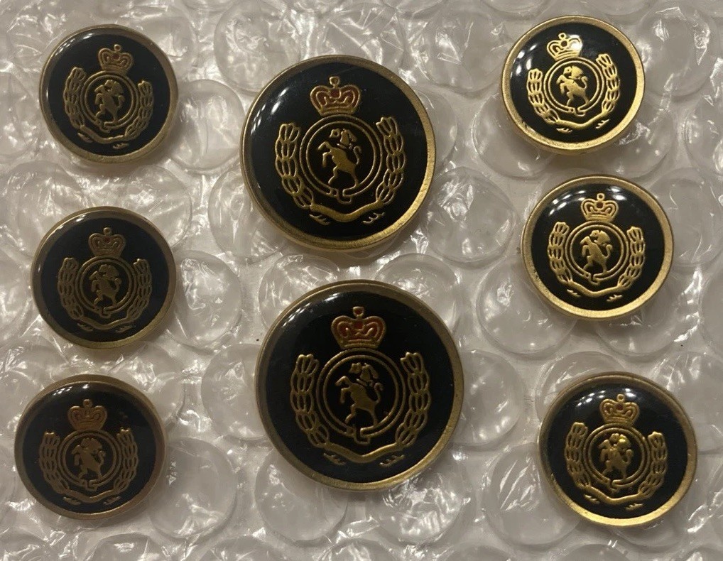 Black Gold Enamel Blazer Button Set Coat Of Arms 8 For 2 Button Coat Solid Brass