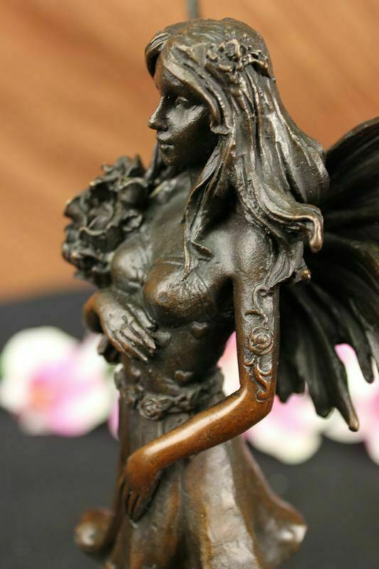 Western Art Deco Bronze Young Women Girl Belle Flower Fairy Maiden Sculpture
