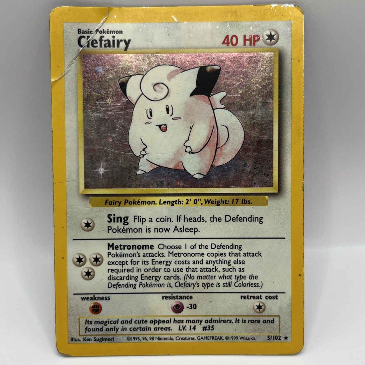 Pokémon TCG Clefairy Base Set Holo Unlimited Rare Card 5/102 WOTC vintage