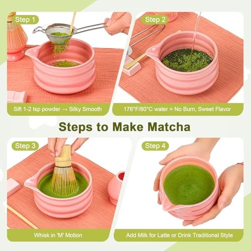 Matcha Whisk Set – 7-Piece Matcha Set & Complete Matcha Kit 7Pcs Playful Pink