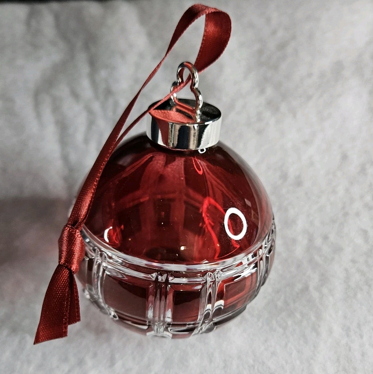 Ralph Lauren Hudson Plaid Red Crystal Christmas Hanging Ornament With Box