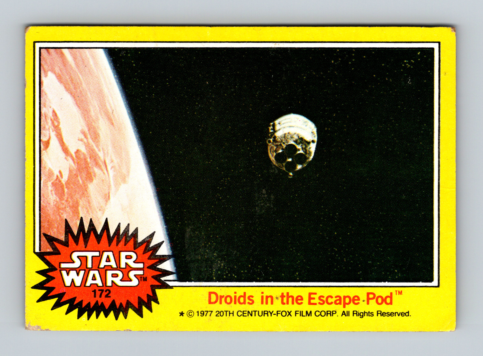 1977 Topps Star Wars Series 3 Yellow #172 Droids In The Escape Pod Poor