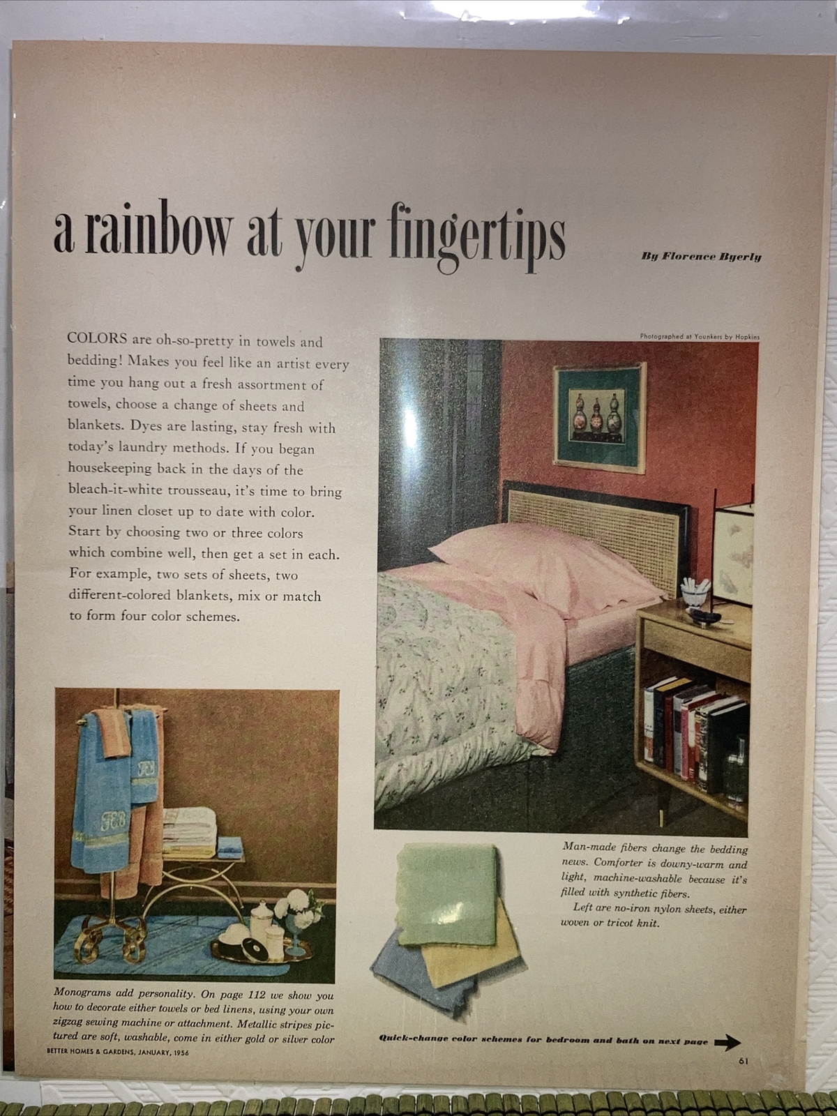 1956 Bathroom Bedroom Interior Design Ideas MCM Print Ads Better Homes & Gardens