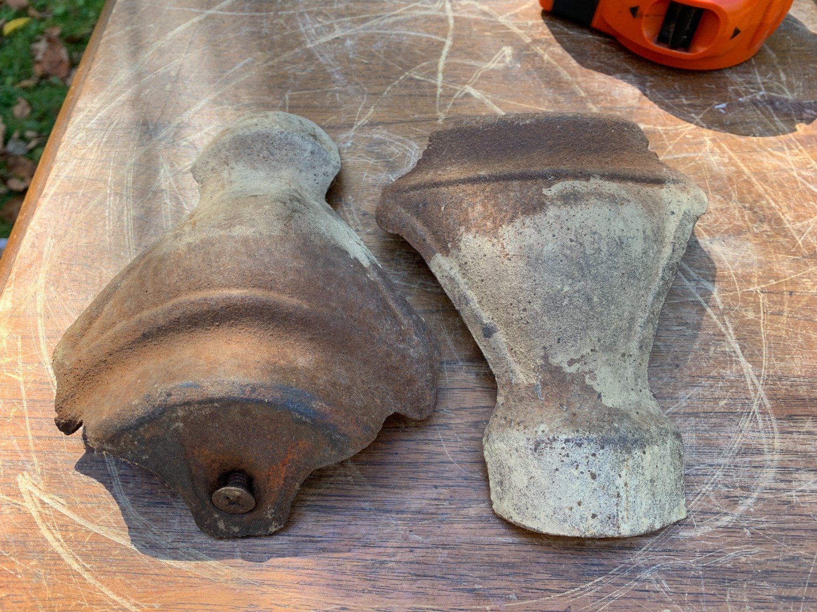 Vintage Antique Cast Iron Heating Stove Legs Pair Stamped 2792