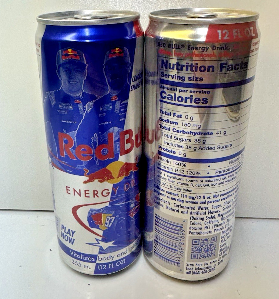 2 NEW Red Bull 2026 NASCAR Trackhouse 12 oz Can Energy Drink Zilisch SVG Chevy