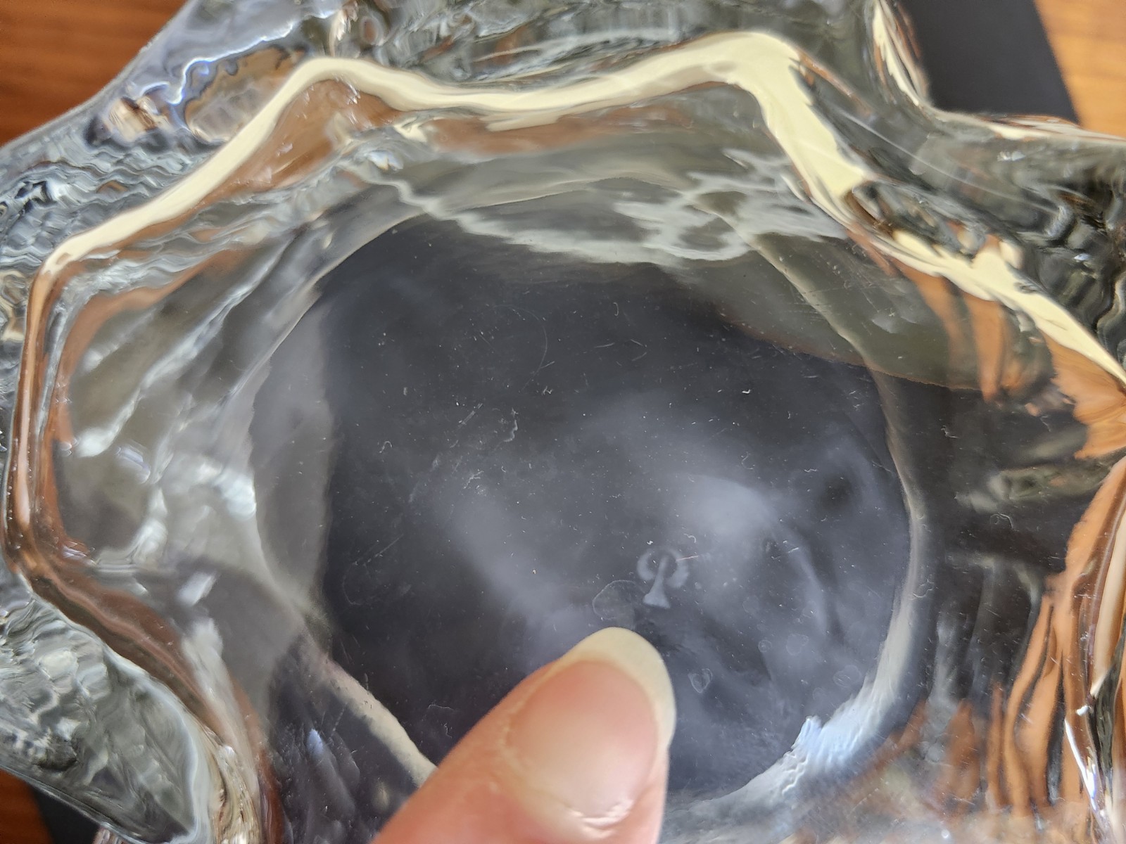Peill & Putzler Clear 1970’s Ice Relief Glass Ice Cube Bowl Ice Bucket