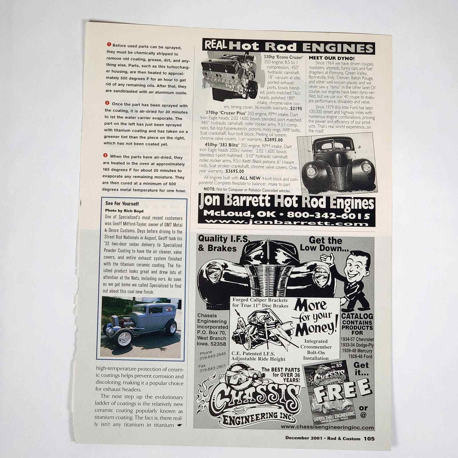 Ceramic Coating “Titanium Tough” 5pg Print Article 2001 Rod & Custom 8.5″ x 11″