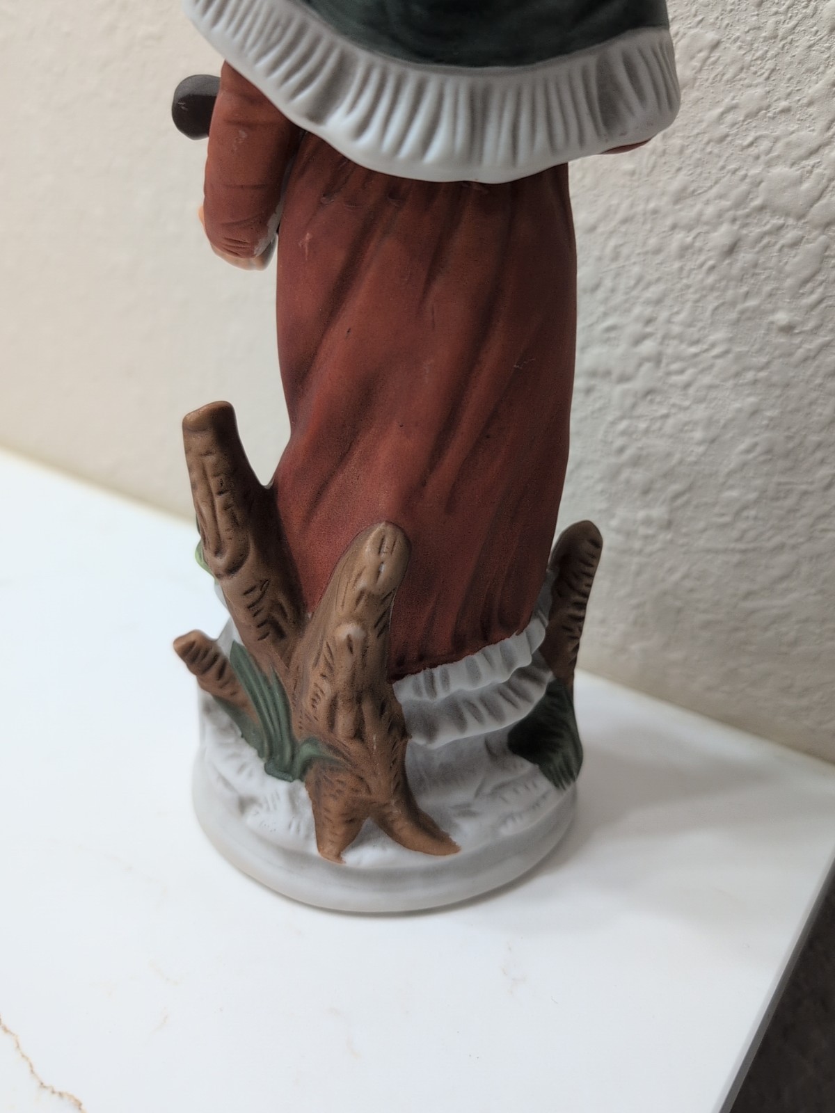Vintage Figurine of Old Woman Playing a Harp, Ceramic, 10 Inches Tall, Musician