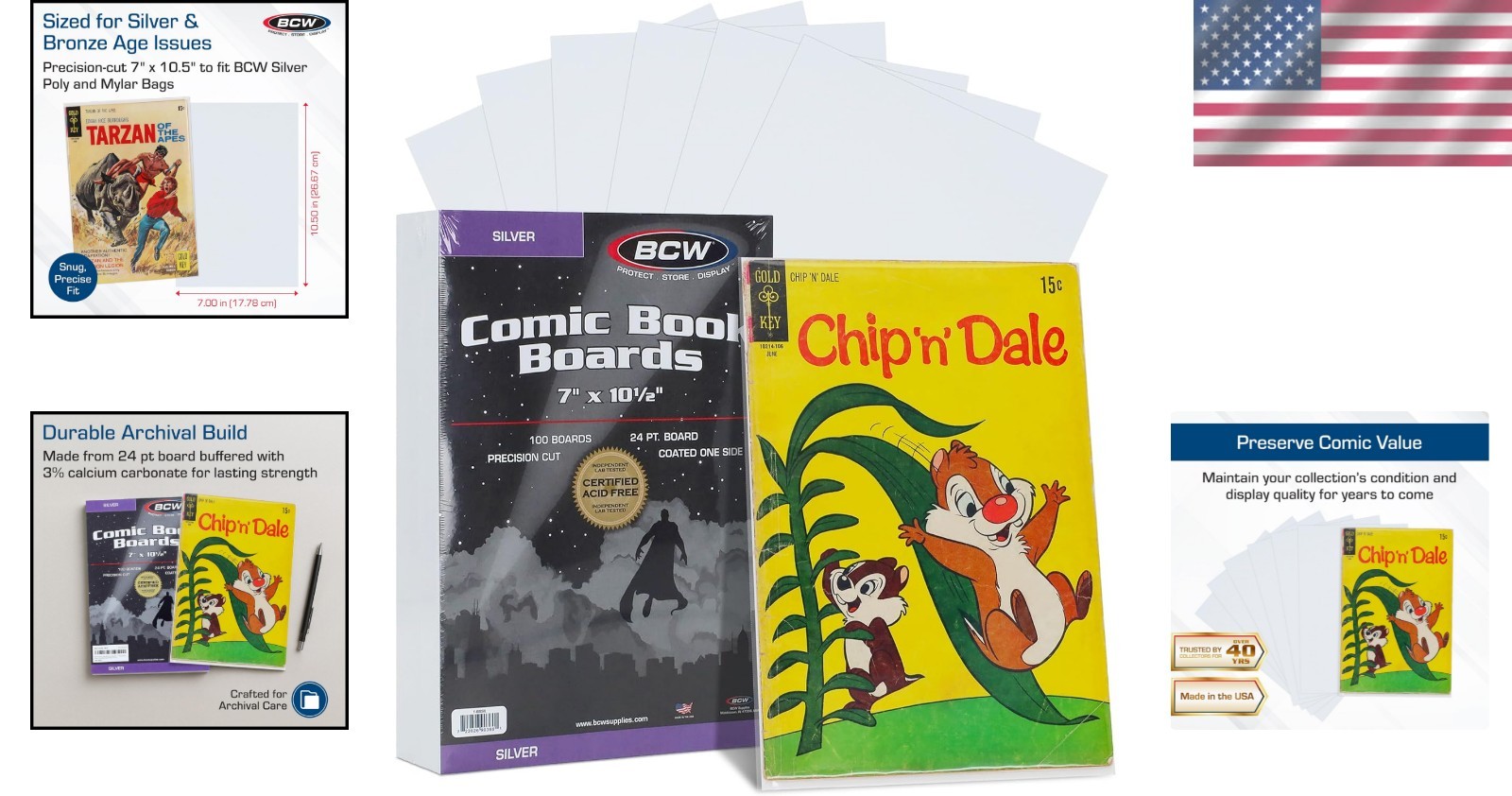 Acid-Free Silver Comic Book Backing Boards 7×10.5 – 500 Pack