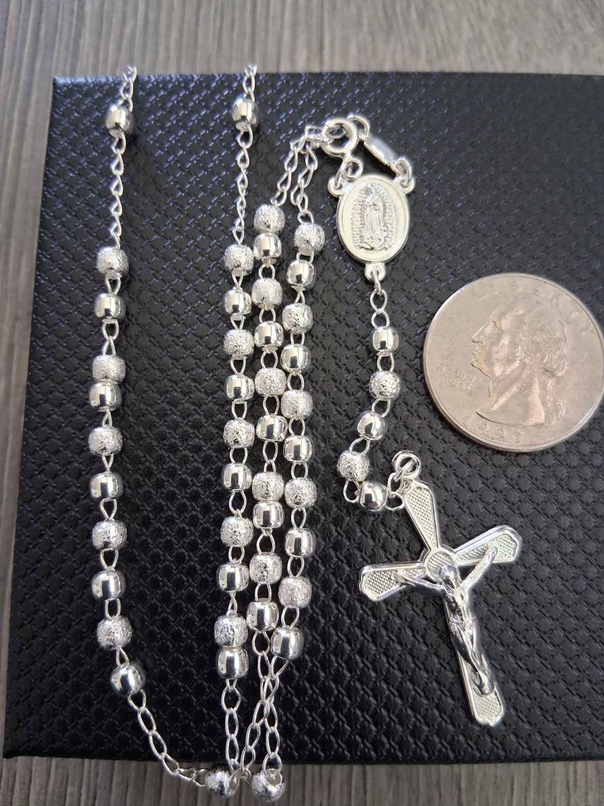 rosario de plata 925 Mexicano 20″ 4mm/ catholic silver rosary plata real
