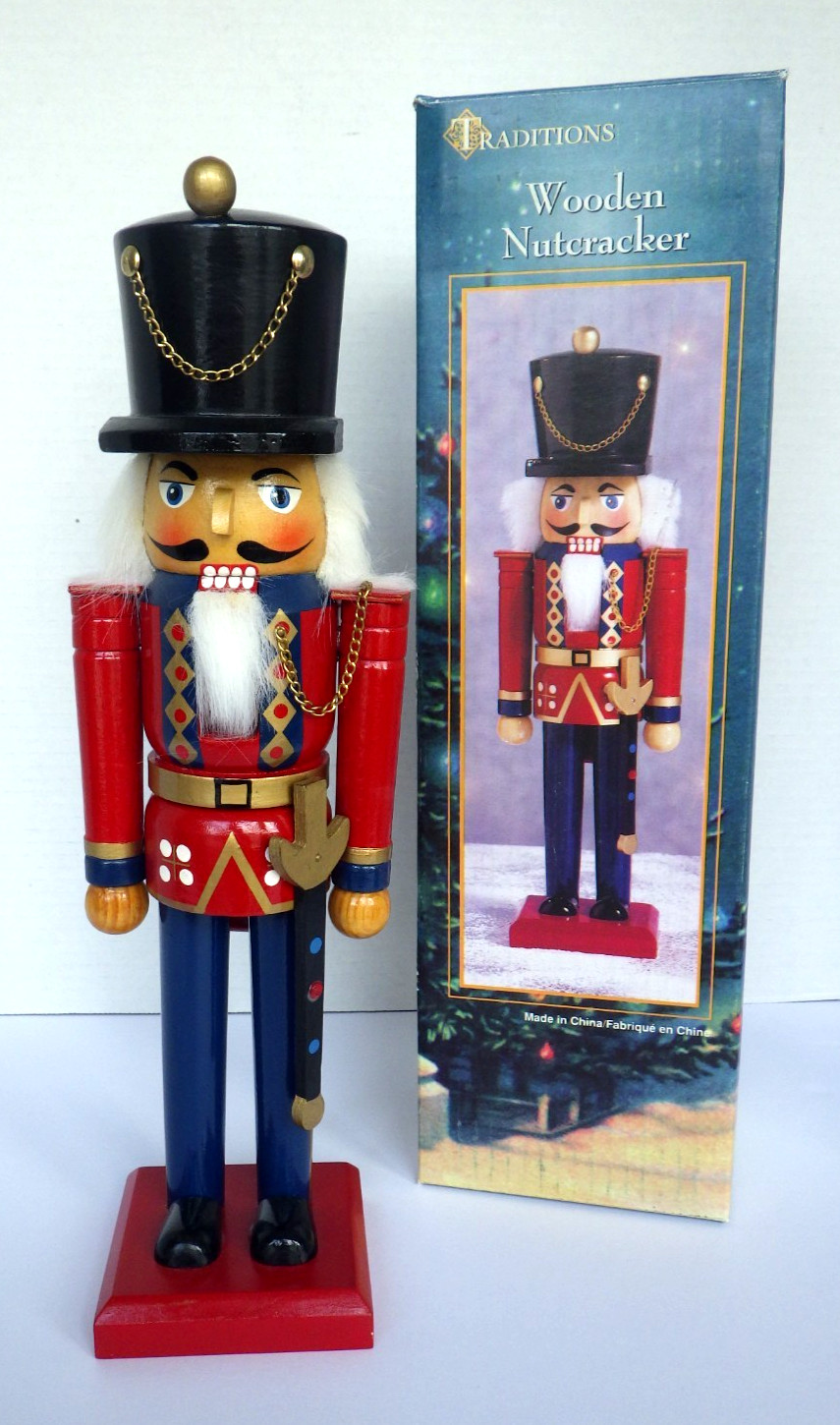 Vintage Traditions Nutcracker Hand Painted Wooden Red Coat 14″ New In Box