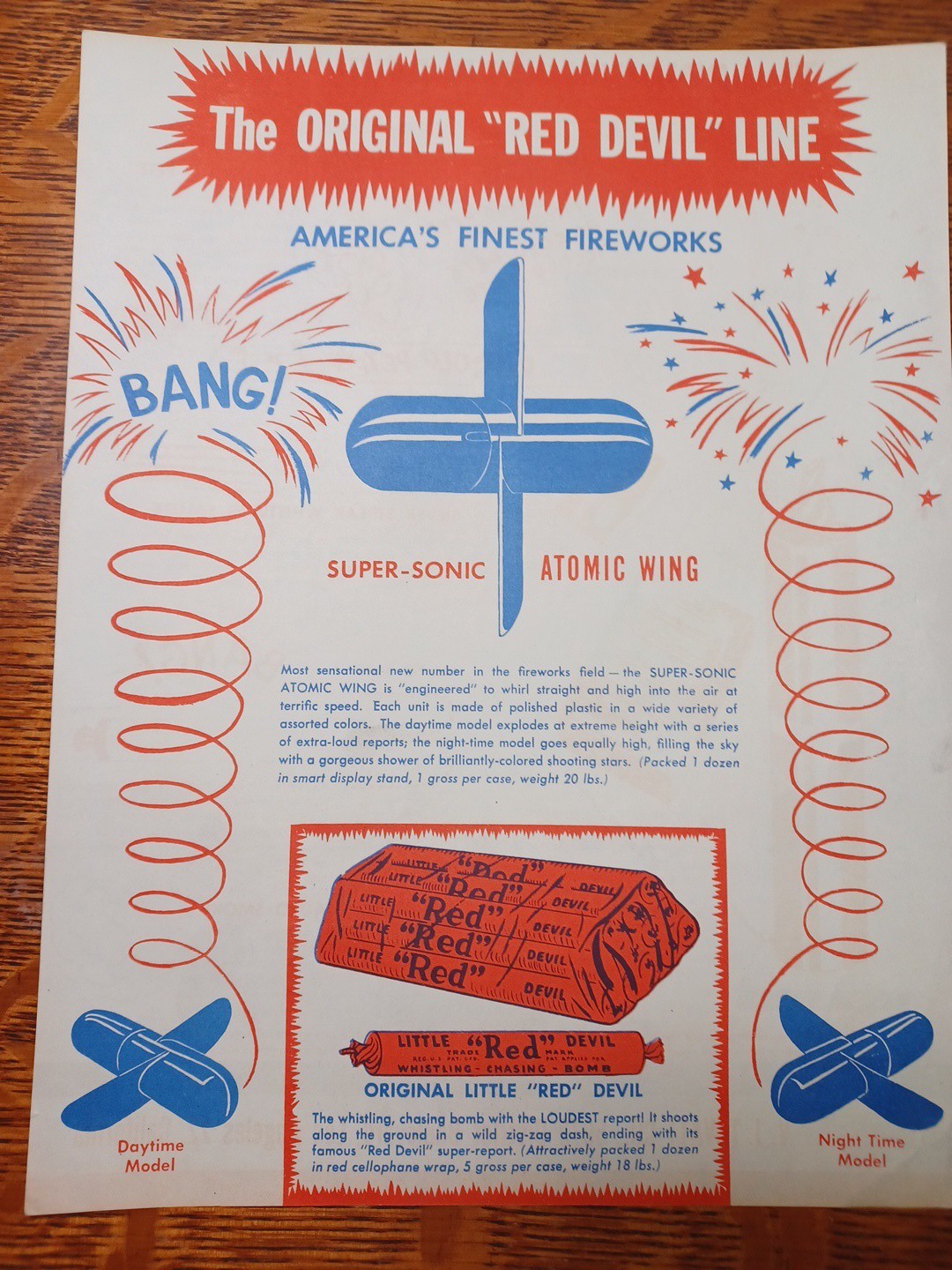 1950’s Red Devil The Original Line Fireworks 8 1/2″ x 11″ Paper Flyer JRR52
