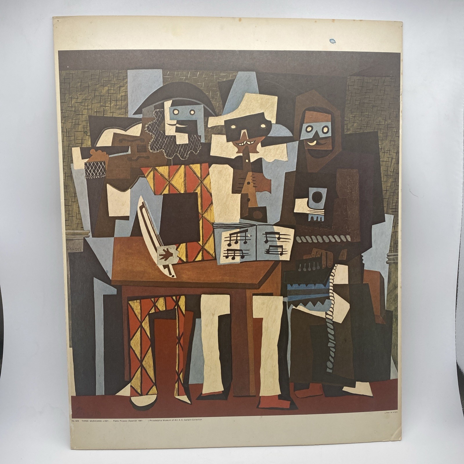 Three Musicians Print By Pablo Picasso Mounted Unframed 20 x 16