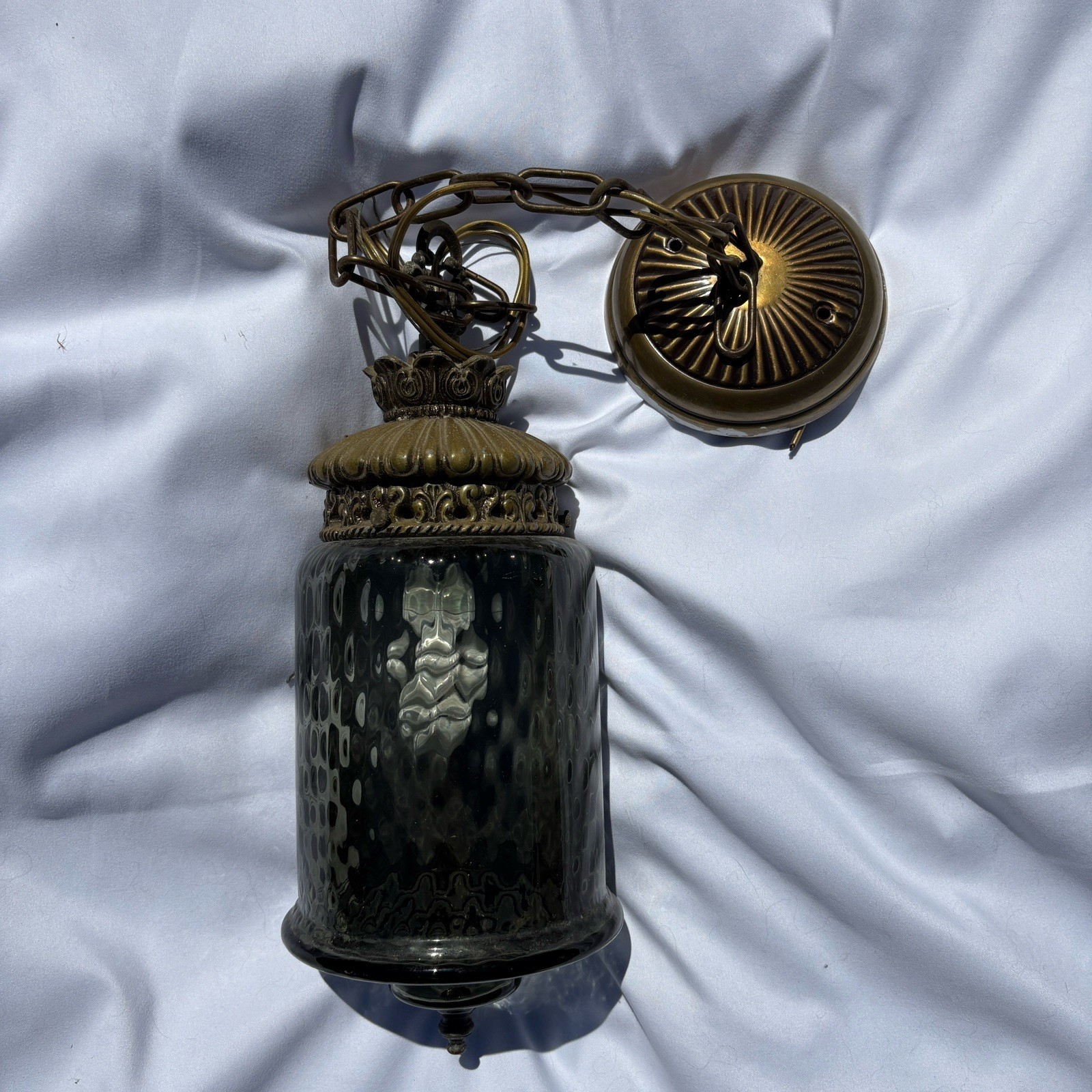 Vintage Underwriters Laboratories Ceiling Light Fixture Glass Metal Retro