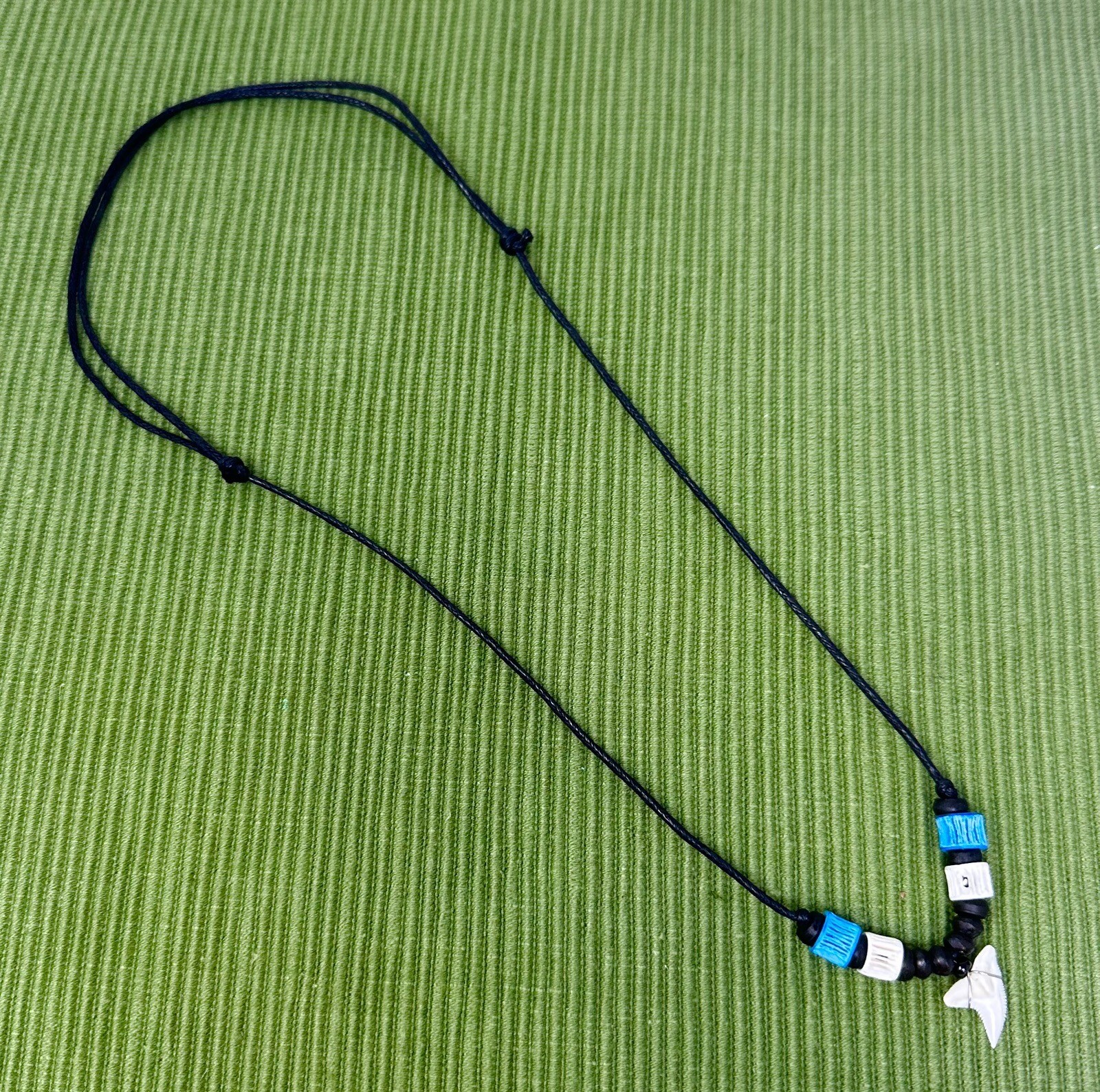 Real Shark Tooth Necklace Adjustable Surfer Beach Necklace Black Cord Unisex