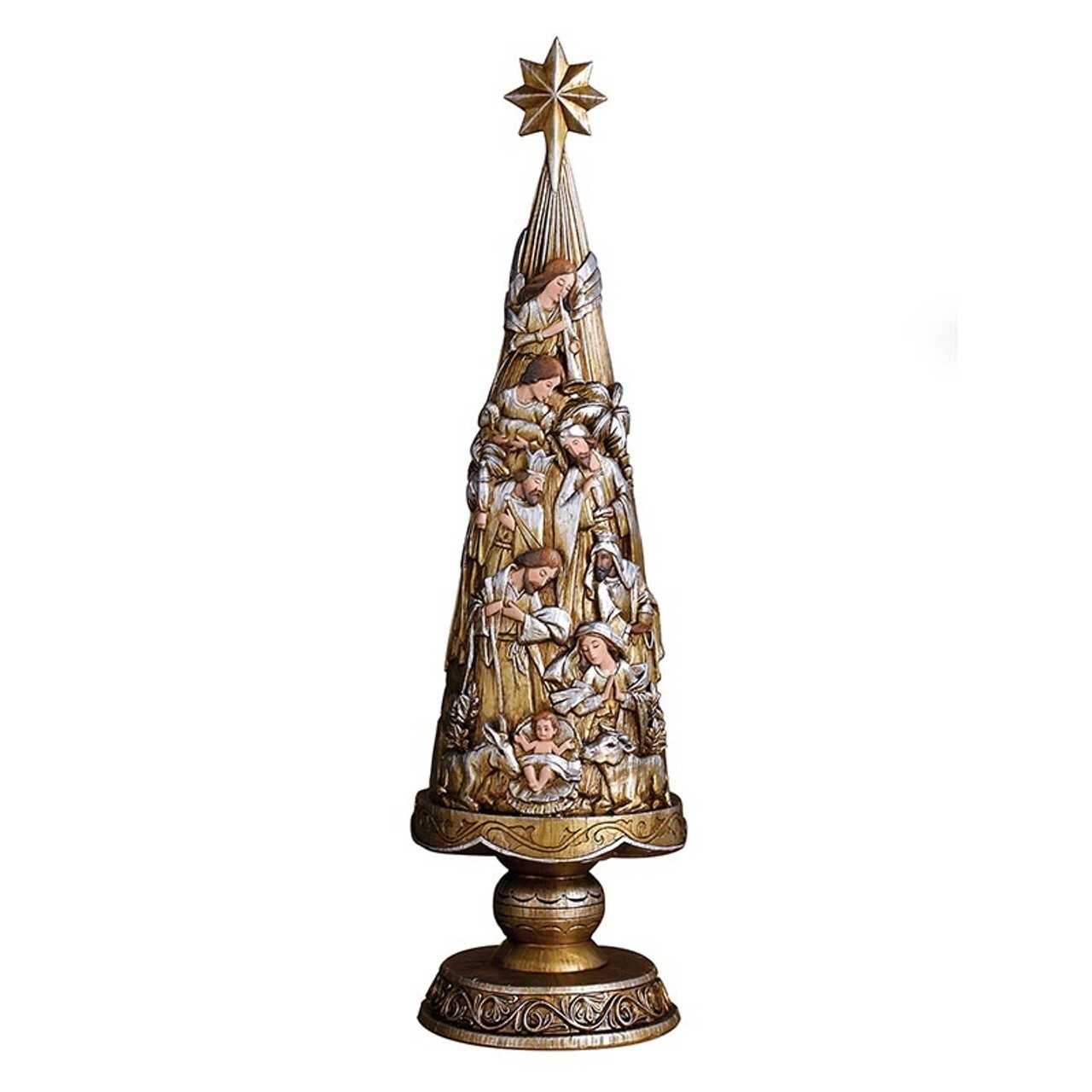 Nativity Set, Metallic Nativity Christmas Tree Figure 21″ High, Christmas Gifts