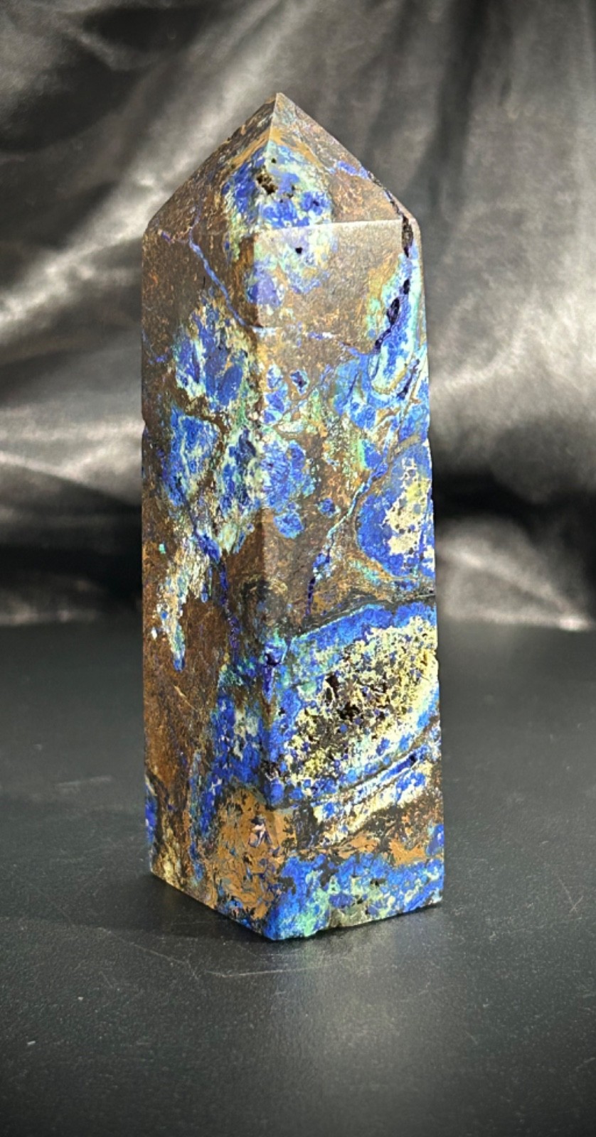 3.77″ Malachite, Azurite, Chrysocolla, And Shattuckite Tower 4.7oz (134 grams)