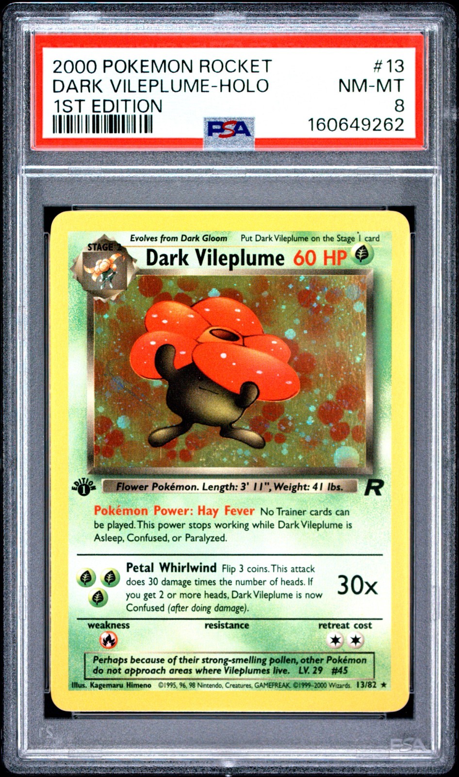 2000 Pokemon Rocket 13 Dark Vileplume Holo 1st Edition PSA 8 Near Mint