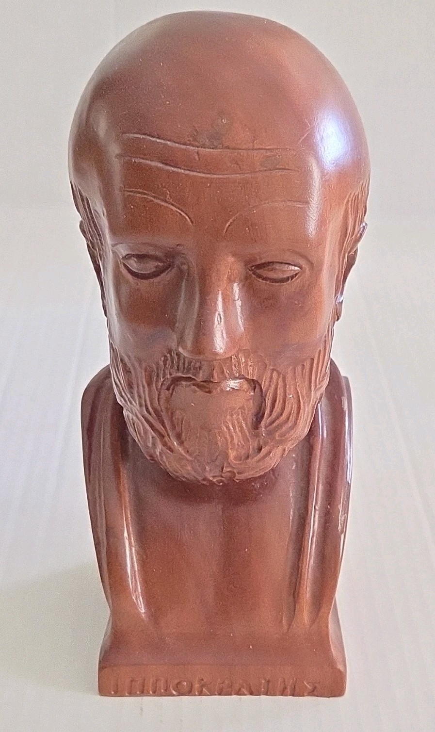 Hippocrates Wooden Figurine Brown Carvings Wood-Finished Sculpture