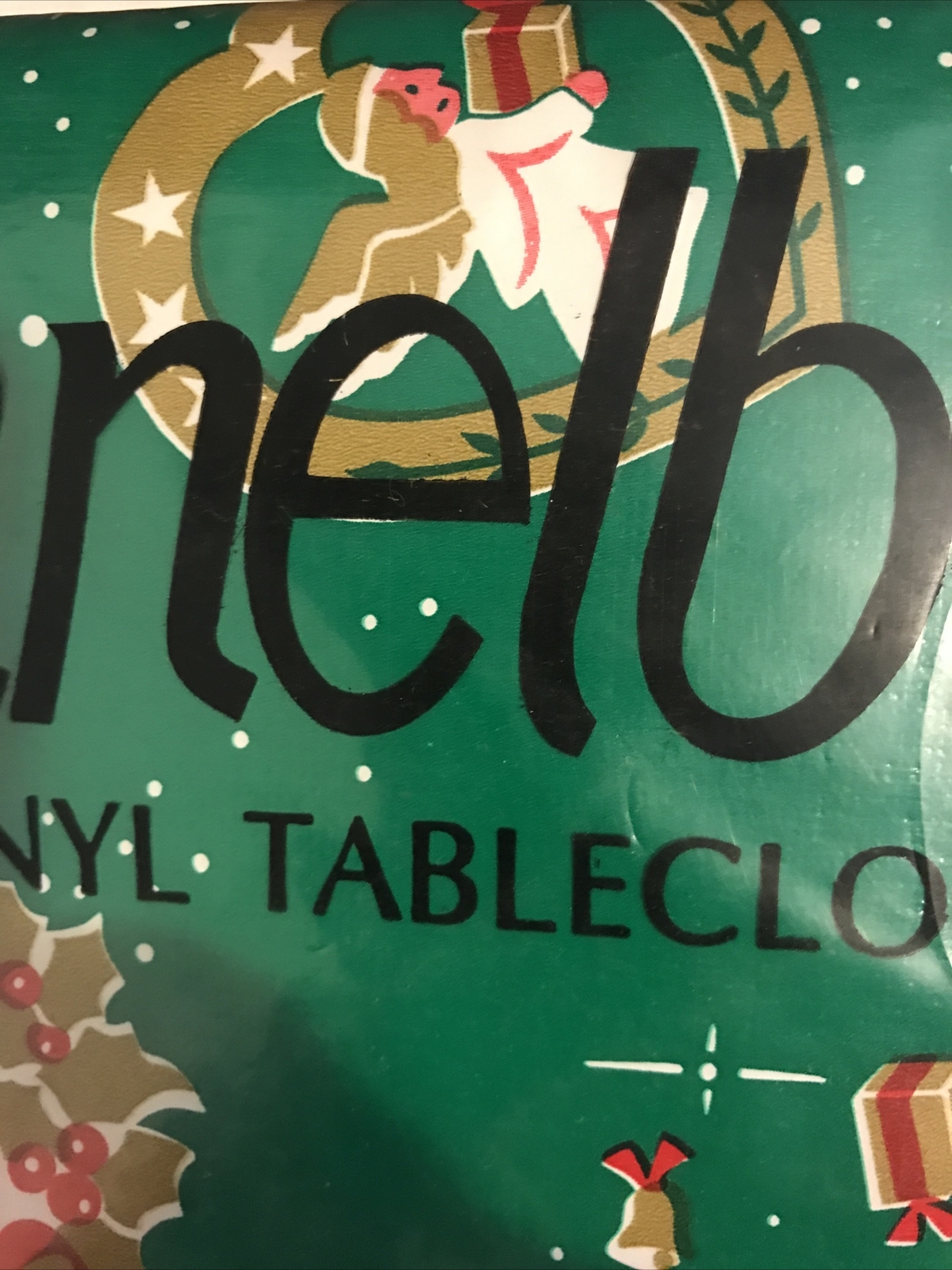 Flannelback Vinyl Tablecloth CHRISTMAS 52″ X 90″ OBLONG Easy Care Polyester