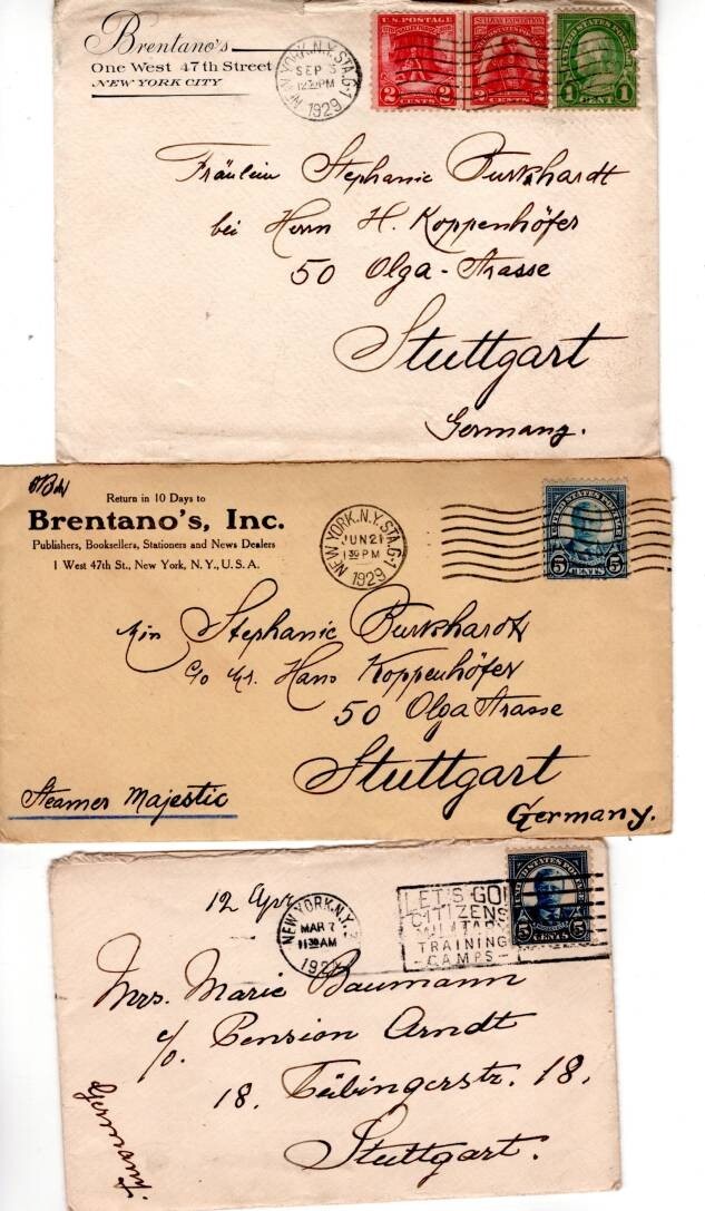 1920 – 1929 ~ 53 Covers with enclosed Family Correspondence ~ Germany / USA