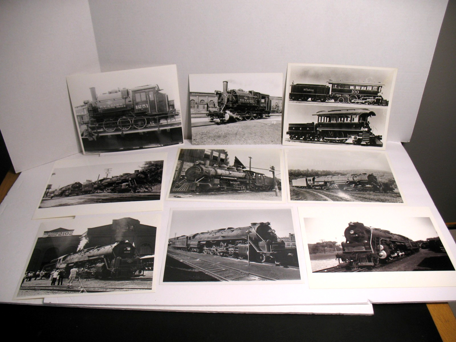 COLLECTION LOT OF 9 READING RAILROAD PHOTOGRAPHS 8 X 10 INCHES STEAM