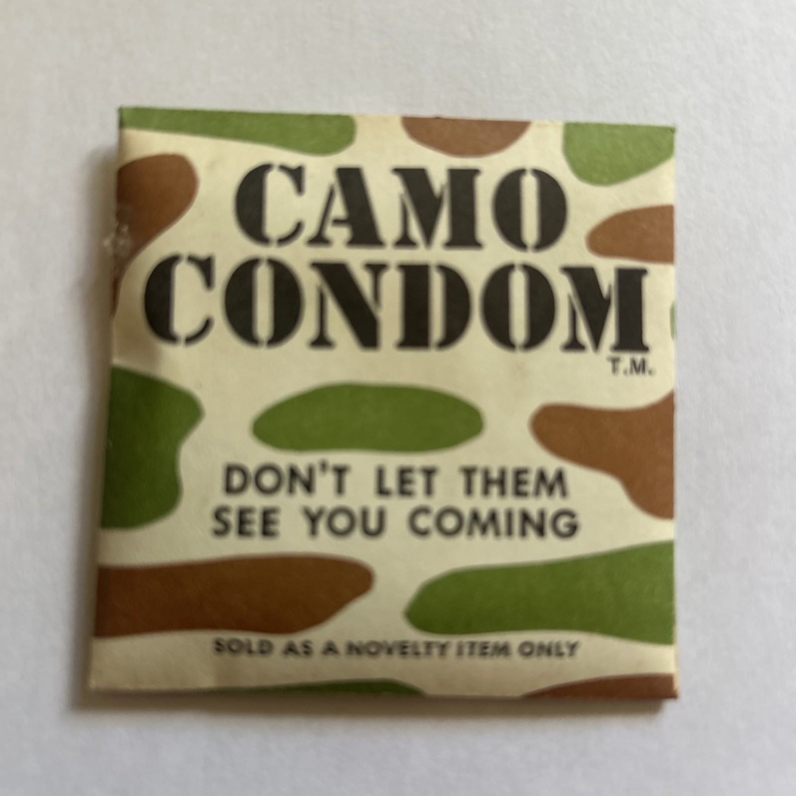 VINTAGE Camo Condom. Military.Hunting Gag Gift.Novelty. 1980’s. Hunting Beaver