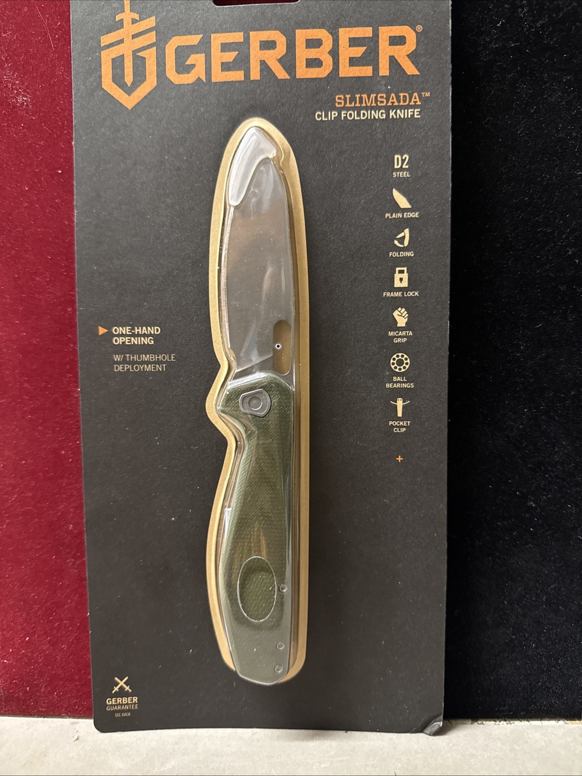 Gerber Slimsada Folding Knife 3.47″ D2 Blade Micarta Handle Scale 2.68 OZ