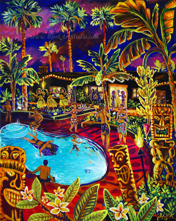 CBjork Signed 8×10 PRINT Hawaiian Island Sacred Volcanic Beach Tiki Resort