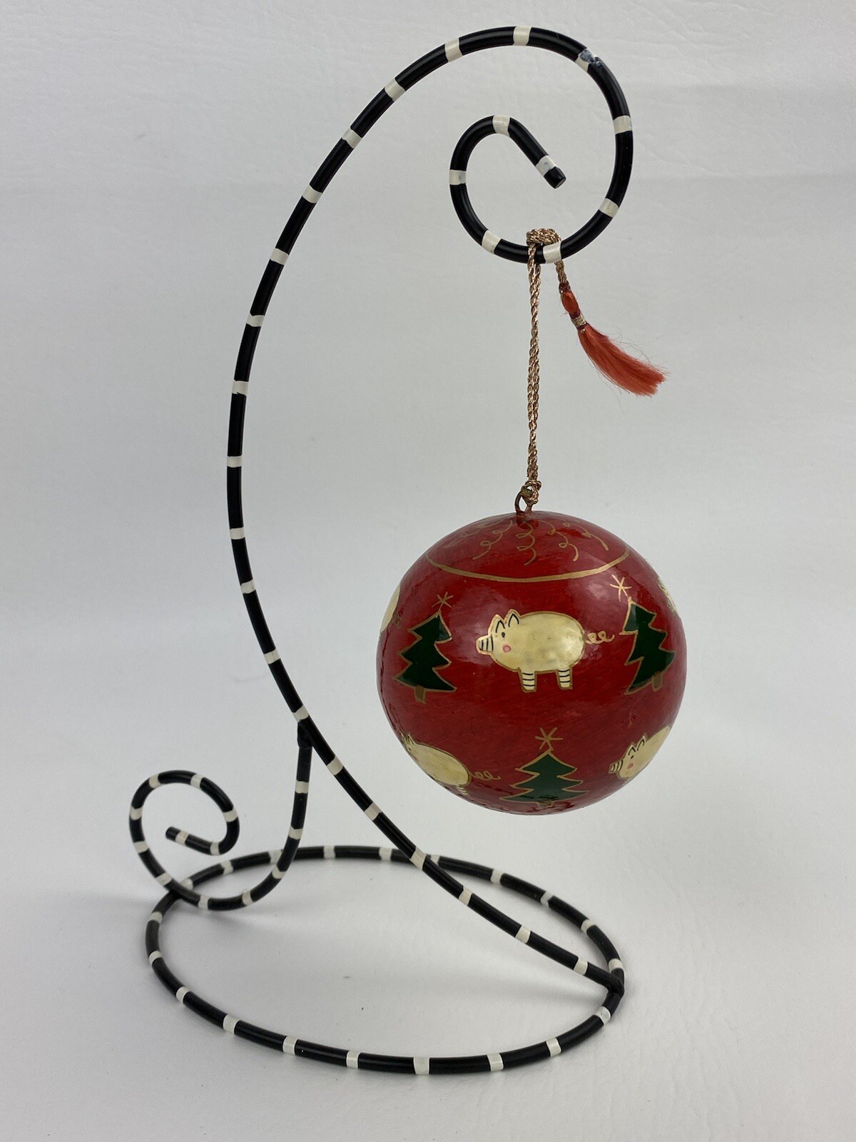 Christmas Ornament Red Ball With Pig Christmas Tree Design Made in India