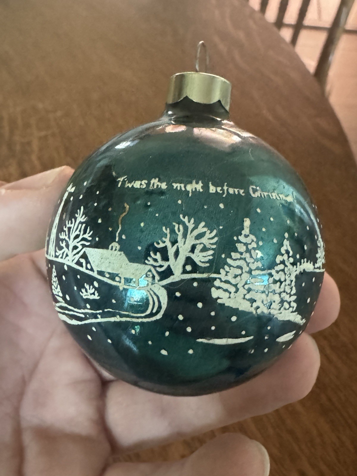 VINTAGE SHINY BRITE CHRISTMAS ORNAMENT TWAS THE NIGHT BEFORE CHRISTMAS RARE HTF