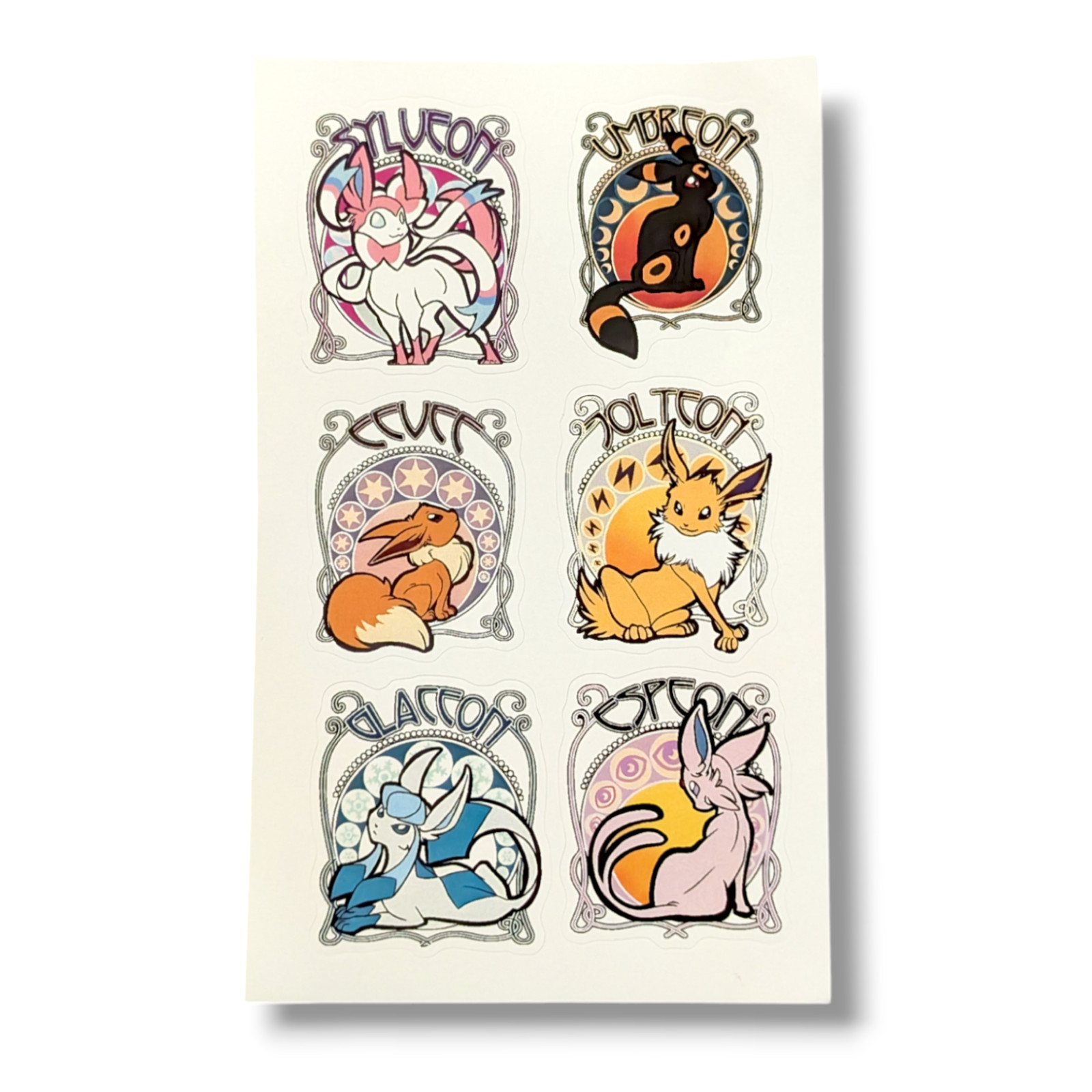 Eeveelution Pokemon Stickers: Sylveon, Umbreon, Eevee, Jolteon, Glaceon, Espeon