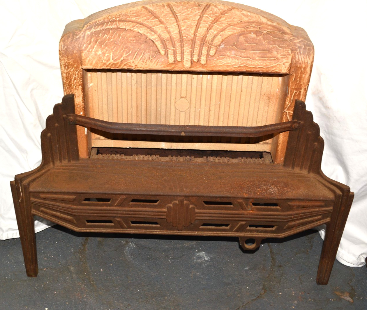 Antique Adams Cast Iron Gas Heater Art Deco Stove 1920s 1930s Vintage