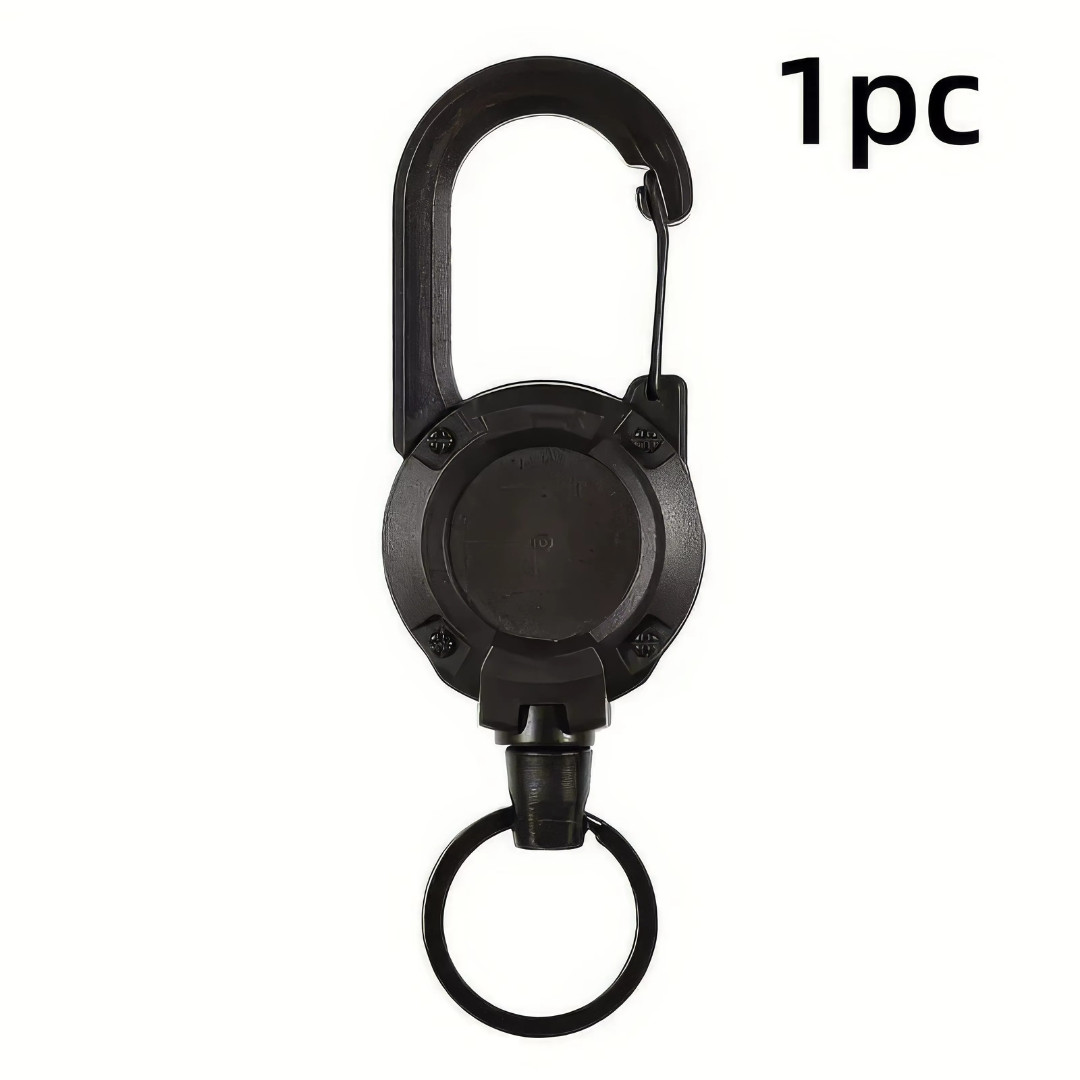 2Pcs Heavy Duty Keychain Retractable Carabiner Car Key Chain with Badge Holder
